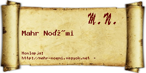 Mahr Noémi névjegykártya