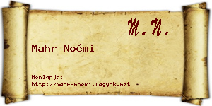Mahr Noémi névjegykártya
